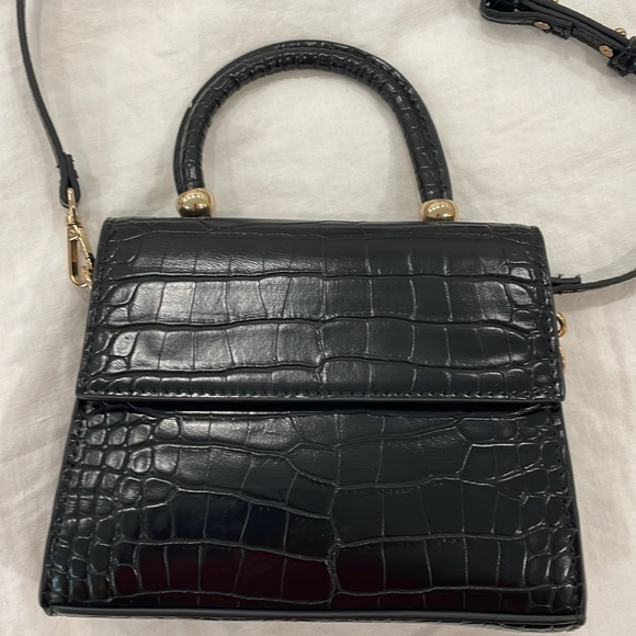 Mango faux croc vegan leather crossbody bag with top handle - Picture 2 of 5